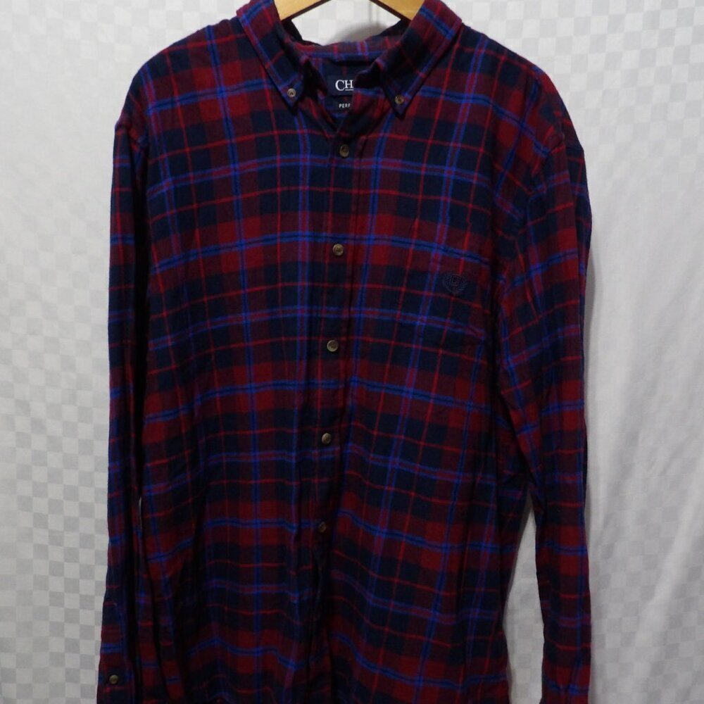 CHAPS Plaid Flannel Button Down | XL